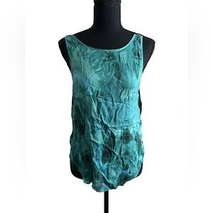 Women’s Teal and Black Tie-Dyed Tank w/Sheer Black Back, Size XS